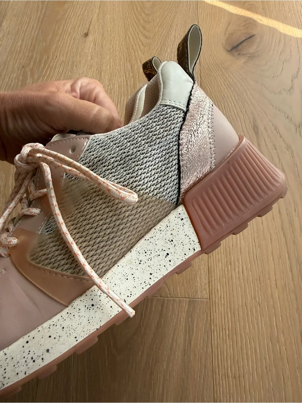 Sam Edelman Pink, Cream & Gray Women's Lace-Up Sneakers